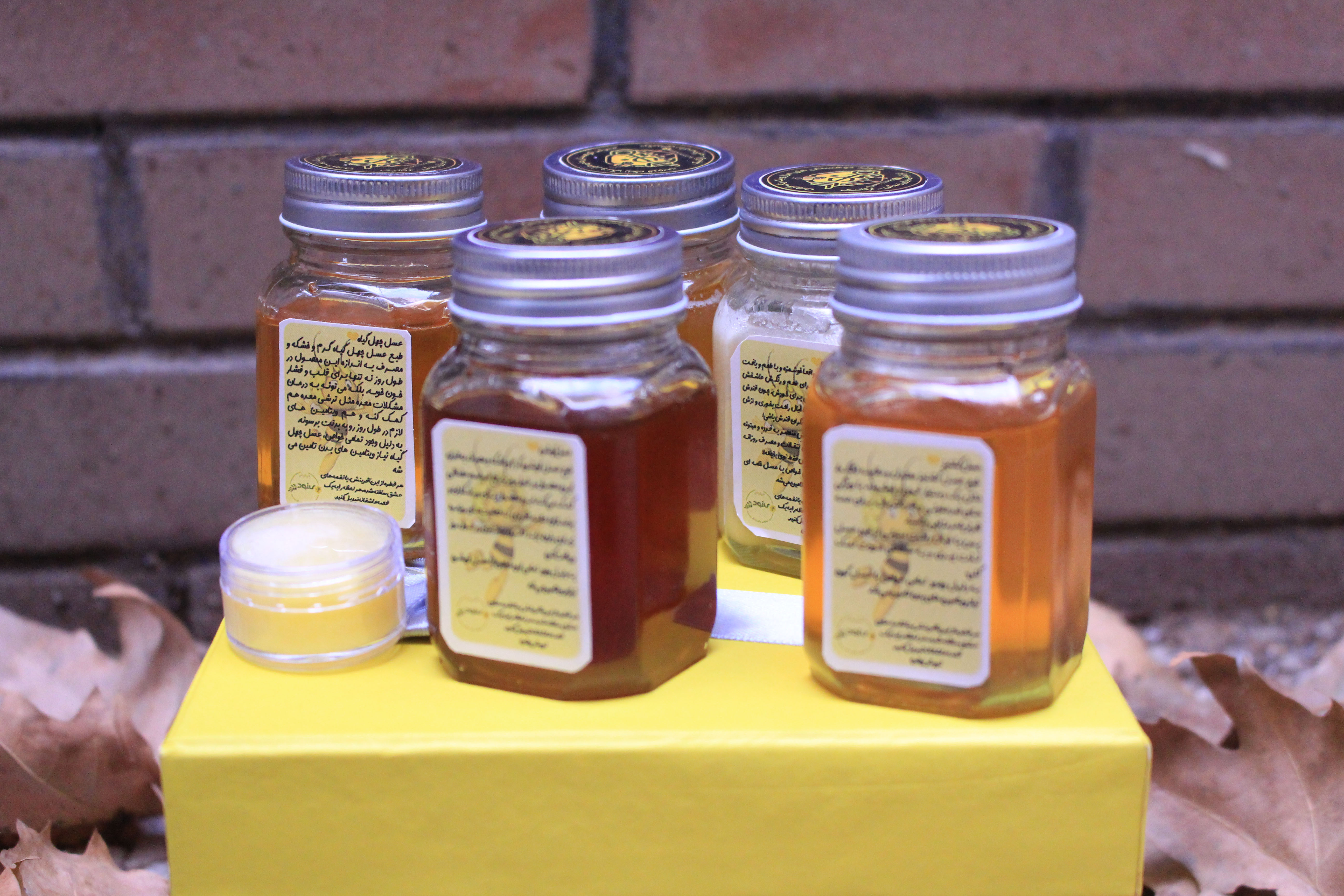 پک سلامتی هدیه عیدانه عسل های مجموعه مینودر شامل: عسل گون، عسل گشنیز، عسل آویشن، عسل چهل گیاه، عسل خامه ای هر کدام صد گرمی + ده گرم ژل رویال ایرانی درجه یک مینودر + 100 گرم گرده گل، قاشق عسل، شمع موم زنبور عسل و اسماج + جعبه و بسته بندی خاص